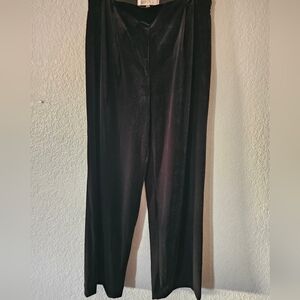 $89 Kasper Women's Black Mid Rise Wide-Leg Velour Pants Size Medium NWT